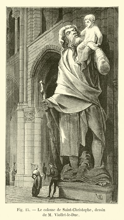 El coloso de San Cristóbal, dibujo de M Viollet-le-Duc de French School