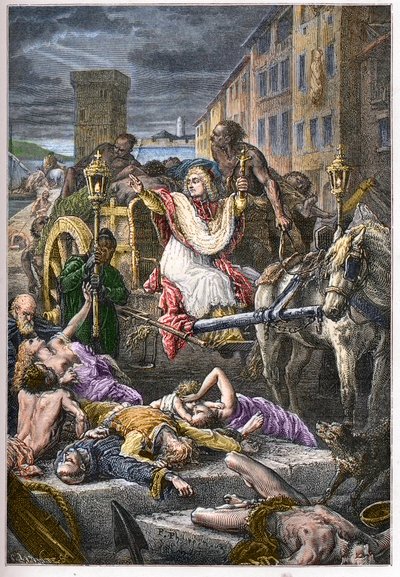 La devoción del obispo de Marsella, Henri François Xavier de Belsunce Castelmoron (1671-1755), jesuita, durante la peste de Marsella en 1720-1721 - Peste en Marsella, Francia de French School