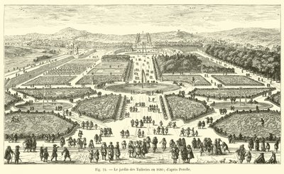 El jardín de las Tullerías en 1680; según Perelle de French School