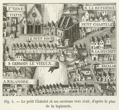 El pequeño Chatelet y sus alrededores hacia 1540 de French School