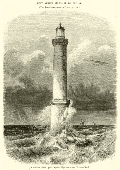 El faro de Brehat, cerca de Treguier, departamento de Cotes-du-Nord de French School