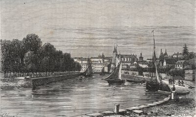 El puerto de Vannes (Morbihan, Francia) - grabado en “La France illustree: geographie, histoire, administración statistique” por V.-A. Malt-Brown. 1884 de French School