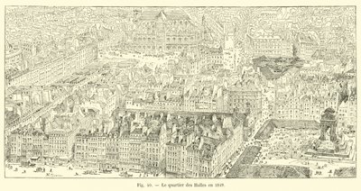 El barrio de Les Halles en 1849 de French School
