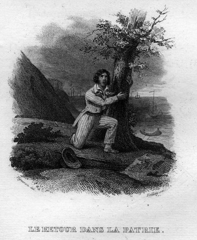 Le retour dans la patrie Chanson de Béranger en “Oeuvres complètes” (1834) de Pierre Jean de Béranger (1780-1857), poeta y compositor francés. de French School