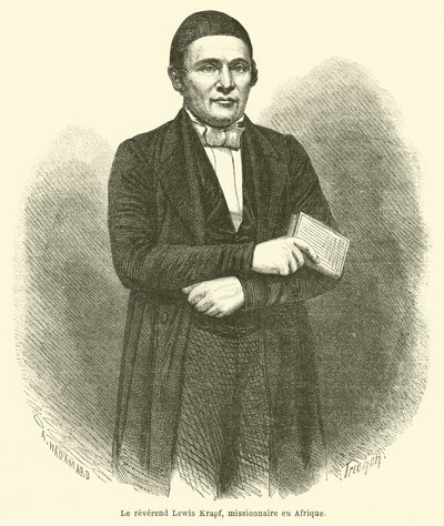 El reverendo Lewis Krapf, misionero en África (grabado) de French School