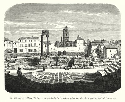 El Teatro de Arles; Vista General de la Escena, Tomada desde los Últimos Gradas de la Última Cavea de French School