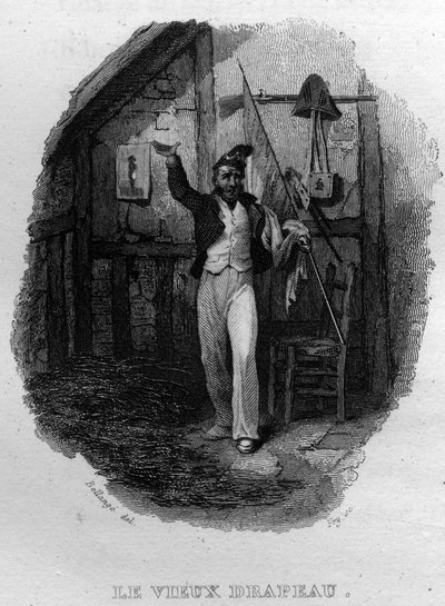 Le vieux drapeau Chanson de Beranger en “Oeuvres completes” (1834) por Pierre Jean de Beranger (1780-1857), poeta y compositor francés. de French School