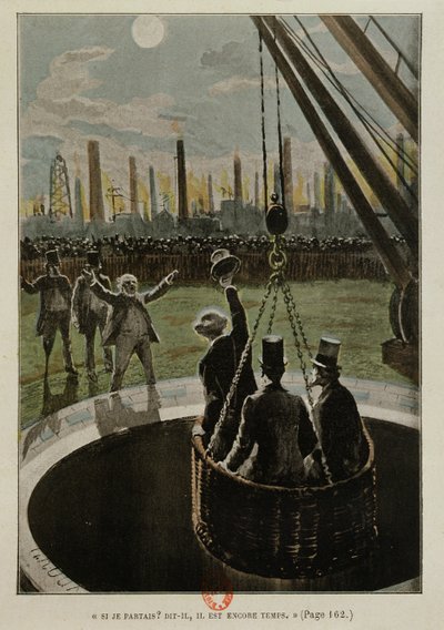 Partida hacia la Luna, de De la Tierra a la Luna por Jules Verne (1828-1905) publicado en 1865 de French School