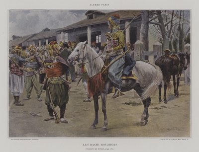 Les Bachi-Bouzouks (Bashi-Bazouks) (litografía en color) de French School