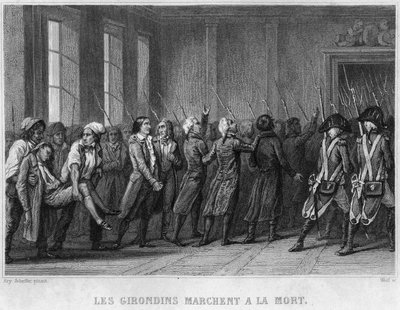 Los Girondinos marchan a la muerte - en “Revolución francesa” de Thiers. Siglo XIX de French School