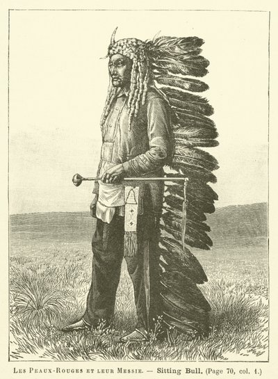 Los pieles rojas y su mesías (grabado) de French School