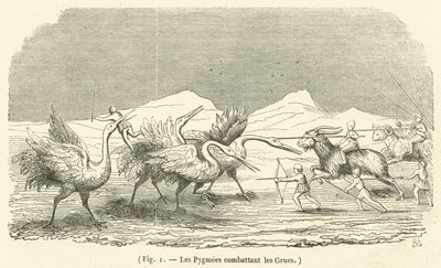 Los pigmeos combatiendo las grullas de French School