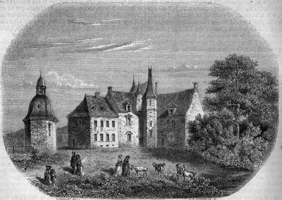 Les Rochers, hogar de Madame de Sévigné (Marie de Rabutin-Chantal o Rabutin Chantal, Marquesa de Sévigné) (1626-1696). Vidrio, Ile et Vilaine (35). Grabado por Lancelot en “Le Magasin picturesque” de French School