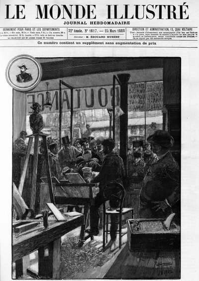 Las manifestaciones boulangistas en París, en “Le Monde Illustré” en 1888. de French School