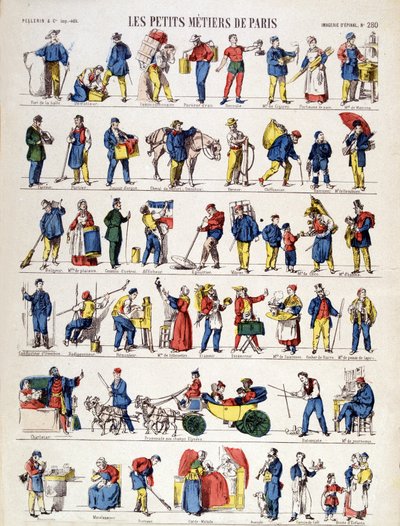 Los pequeños oficios de París, imagen de Epinal del siglo XIX de French School