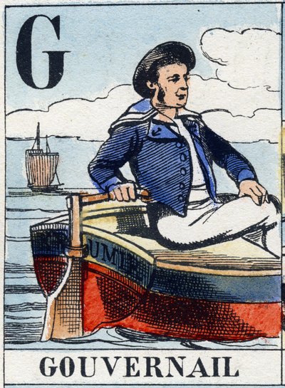 Letra G como timón. Alfabeto naval. Imagen de Epinal, finales del siglo XIX de French School