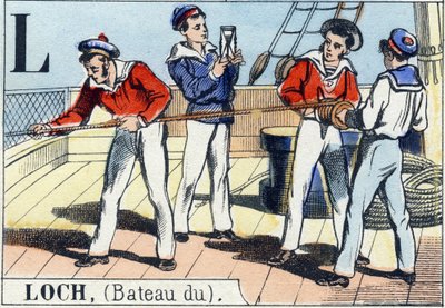 Letra L como lago. Alfabeto naval. Imagen de Epinal, finales del siglo XIX de French School