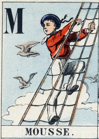 Letra M como espuma. Alfabeto naval. Imagen de Epinal, finales del siglo XIX de French School