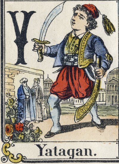 Letra Y: Yatagán. Alfabeto recreativo. Imagen de Epinal, circa 1880 de French School