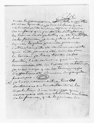 Carta de la Emperatriz Josefina dando su consentimiento para la anulación de su matrimonio con Napoleón de French School
