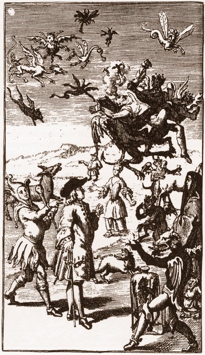 La evocación de los demonios, grabado de 1710 en “L
