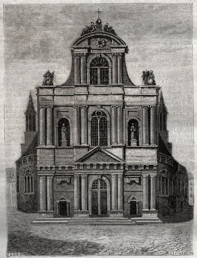 La iglesia Saint Gervais Saint Protais (Saint-Gervais-Saint-Protais) (fachada de Clement II Metezeau) París (4º arr) Grabado en “Histoire physique, civile et morale de Paris: depuis les premiers temps historiques à nos jours” por Jacques Antoine Dulaure de French School