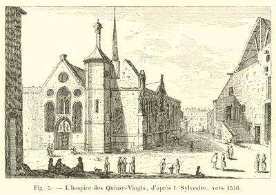 El hospicio de los Quinze-Vingts, según I Sylvestre, hacia 1546 de French School