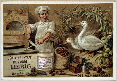 Recetas Liébig: oca con castañas - cromo. Liébig de French School