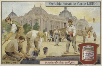 Tarjeta Liebig con mantenimiento de carreteras de French School