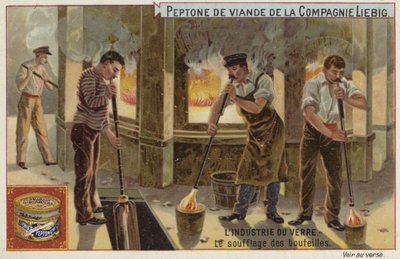 Tarjeta Liebig con la industria del vidrio de French School