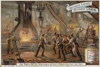 Tarjeta Liebig con la industria del hierro de French School