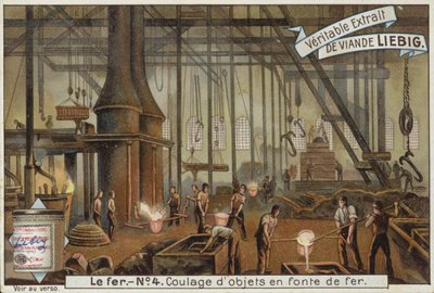 Tarjeta Liebig con la industria del hierro de French School