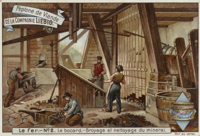 Tarjeta Liebig con la industria del hierro de French School