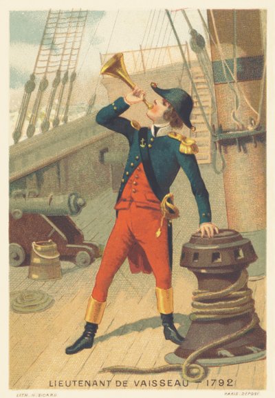 Teniente de un barco en 1792 de French School