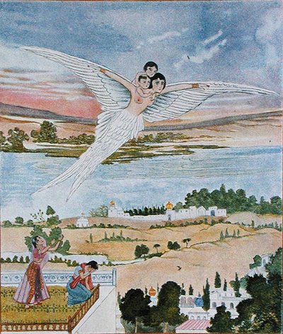 Levantando a los dos pequeños en el aire, ilustración de 