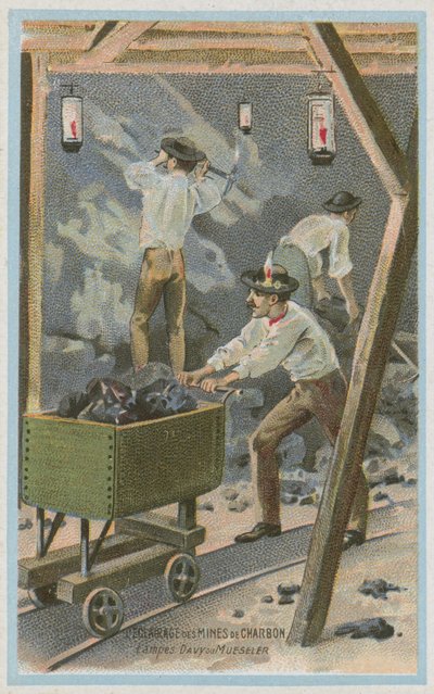 Iluminación de minas de carbón, lámparas Davy o lámparas Mueseler de French School