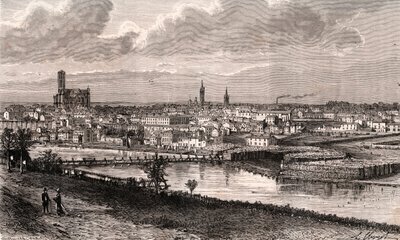 Limoges - Haute-Vienne - grabado en “La France illustrée: geografía, historia, administración estadística” por V.A. Malt-Brown. 1884 de French School
