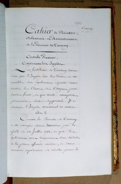 Lista de quejas y demandas dirigidas al Rey Luis XVI (1754-93) por la parroquia de Taverny, abril 1789 de French School