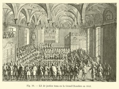 Lecho de justicia celebrado en la Gran Cámara en 1643 de French School
