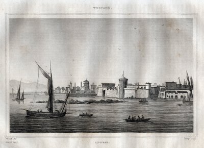 Livorno - Toscana. Grabado de "Picturesque Italy" por M. de Norvins, Ch. Nodier 1834-1836. de French School
