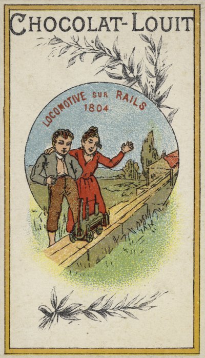 Locomotora sobre rieles, 1804 de French School
