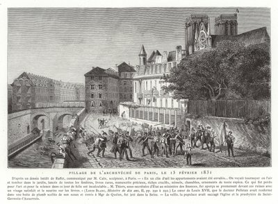 Saqueo del palacio del arzobispo de París, 15 de febrero de 1831 de French School