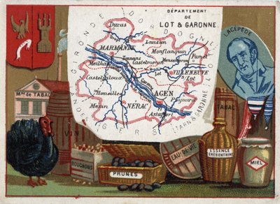 Lot et Garonne (Lot-et-Garonne, 47), Aquitania, Francia. Fábrica de tabaco, cría de pavos, vino, corchos, ciruelas, aguardiente, gasolina de trementina. Retrato de Bernard Germain Etienne de Laville-sur-Illon, Conde de Lacepede de French School