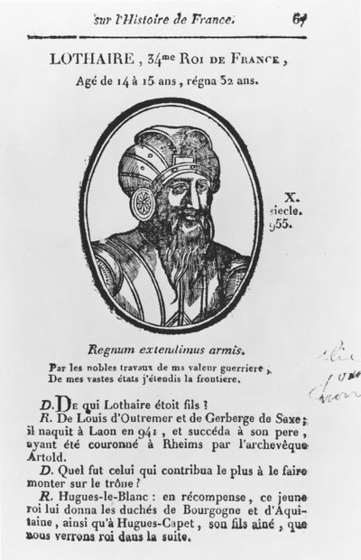 Lotario, Rey Carolingio de Francia (grabado) de French School