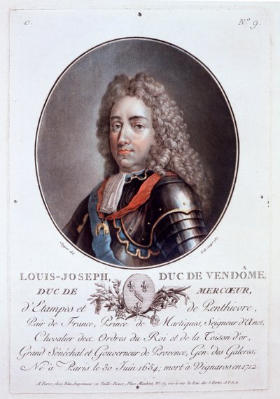 Louis-Joseph, Duque de Vendôme, de Retratos de grandes hombres, mujeres ilustres y sujetos memorables de Francia, publicado en 1787-92 de French School
