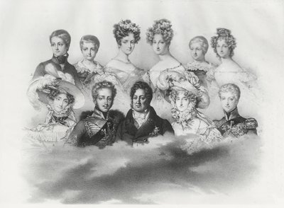 Luis Felipe I y su familia en 1830 (grabado) de French School