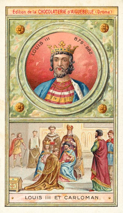 Luis III y su hermano menor Carlomán II, reyes conjuntos de Francia, siglo IX de French School