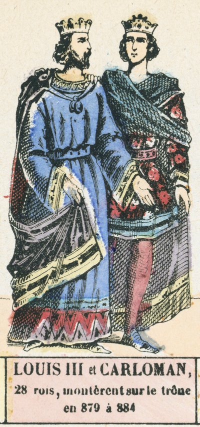 Luis III y Carlomán, 28 reyes, subieron al trono en 879 a 884 de French School