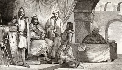 Luis II (848-79) el Tartamudo recibe un juramento de lealtad de un noble, de 