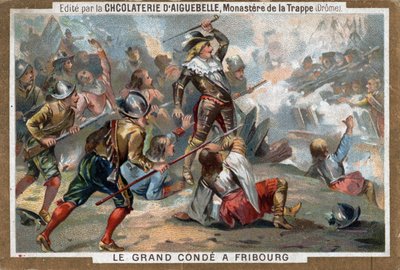 Luis II de Borbón, Príncipe de Condé, conocido como Le Grand Condé, en la Batalla de Friburgo en 1644. Cromolitografía del siglo XIX de French School